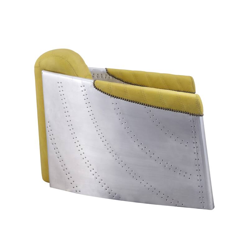 Top Grain Leather Accent Chair with Tight Back in Yellow