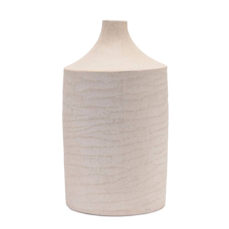 Paper Chalk Bottle Vase - 18.25" - Beige