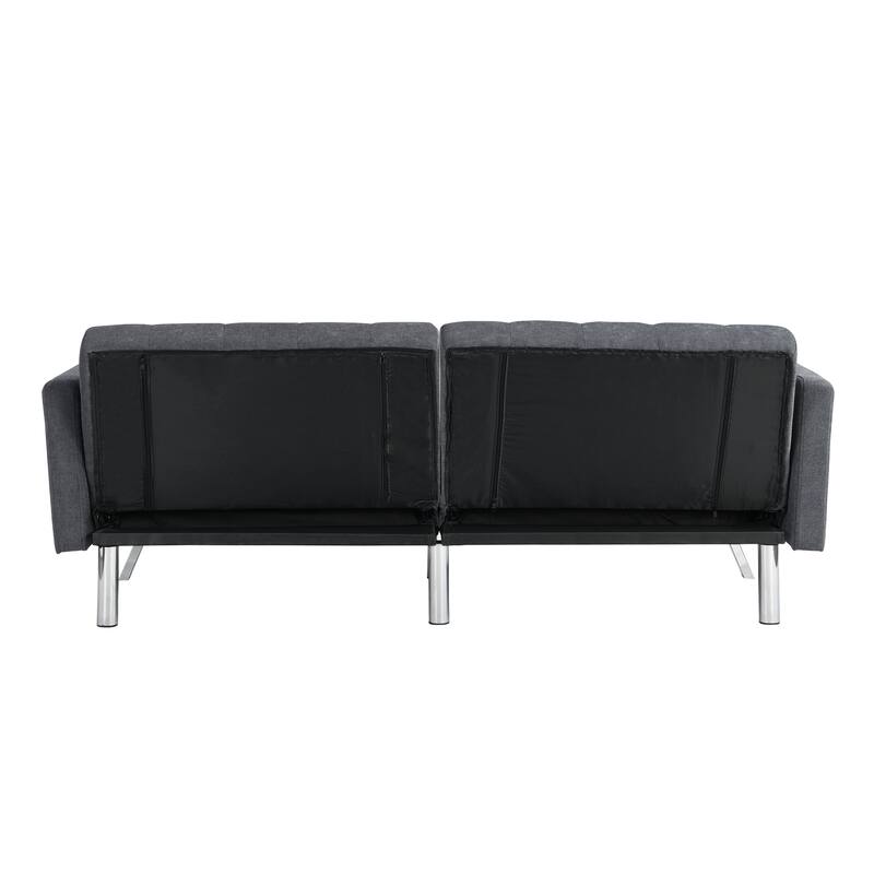 Convertible Folding Dark Grey Linen Sofa Bed for Small Spaces