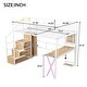 preview thumbnail 8 of 10, Full Size Metal Loft Bed with Built-in Work Station, Wardrobe, Storage Staircase and LED, White