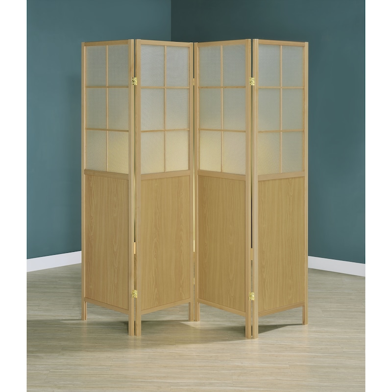 Edwards 4-Panel Room Divider Folding Shoji Screen Natural