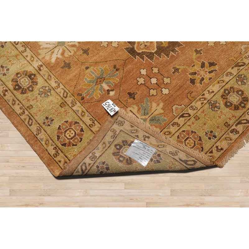 Multi Size Hand Knotted Blue Traditional Oushak Wool Oriental Area Rug - 6' 5'' x 9' 3''