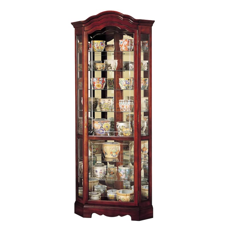 Howard Miller Brown Cherry-finished Wood Corner Curio Cabinet 5-Shelf