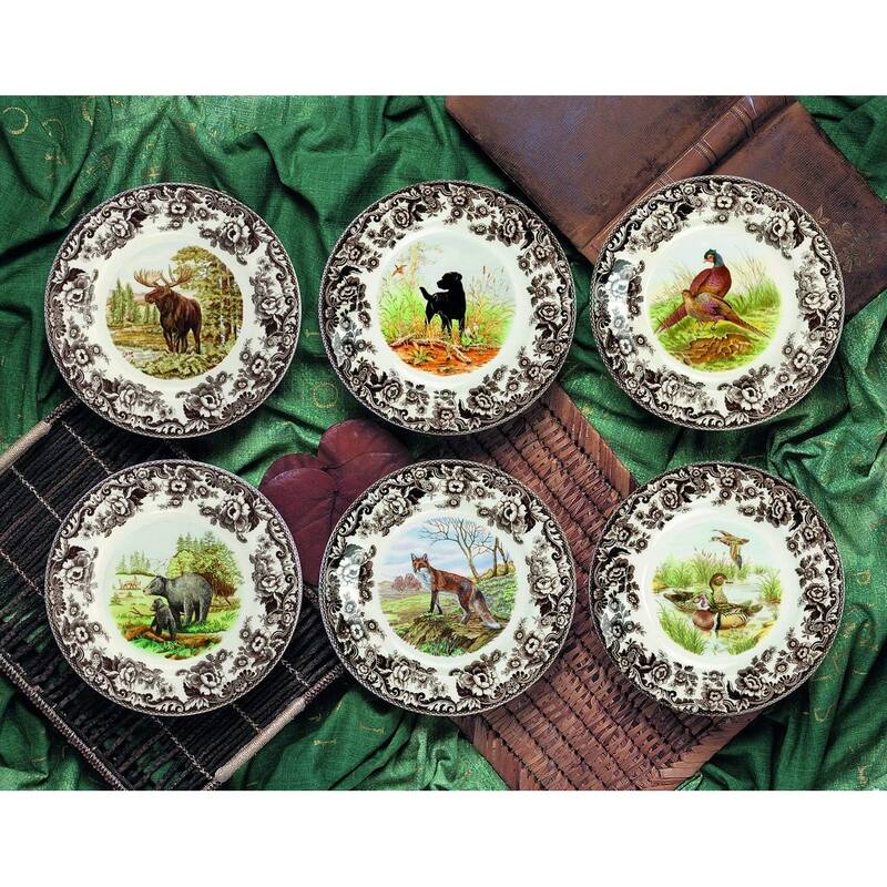 Spode Woodland Dinner Plate Dog Motif