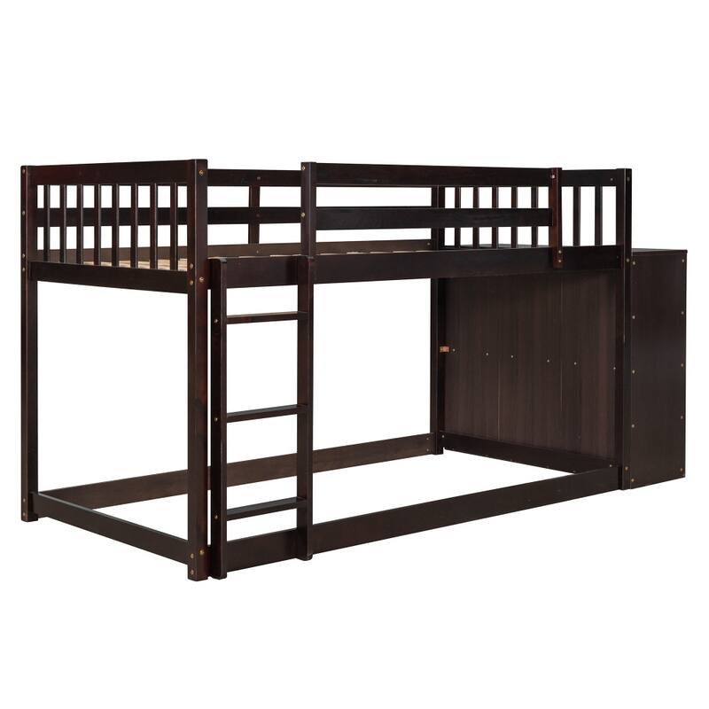 Twin over Twin Bunk Bed with 4 Drawers and 3 Shelves