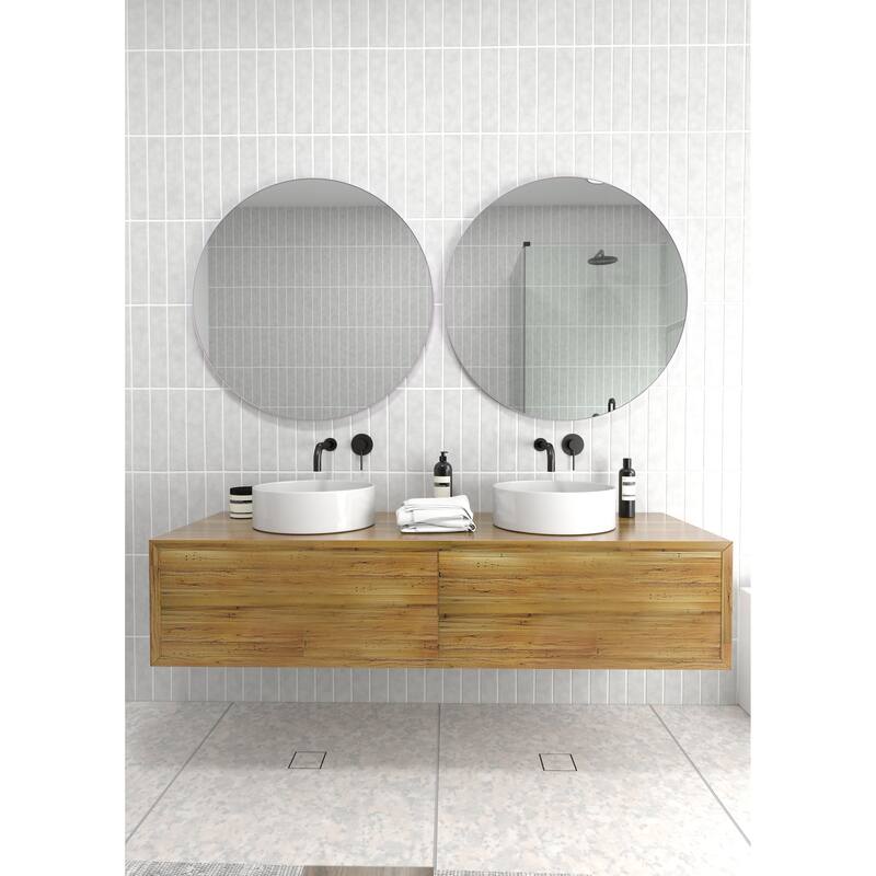 Glass Warehouse Round 32" Stainless Steel Framed Mirror