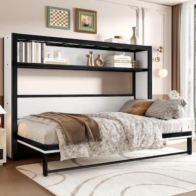 GDFStudio - Karen Murphy Wall Bed with Storage Shelf - Space-Saving Foldable Design