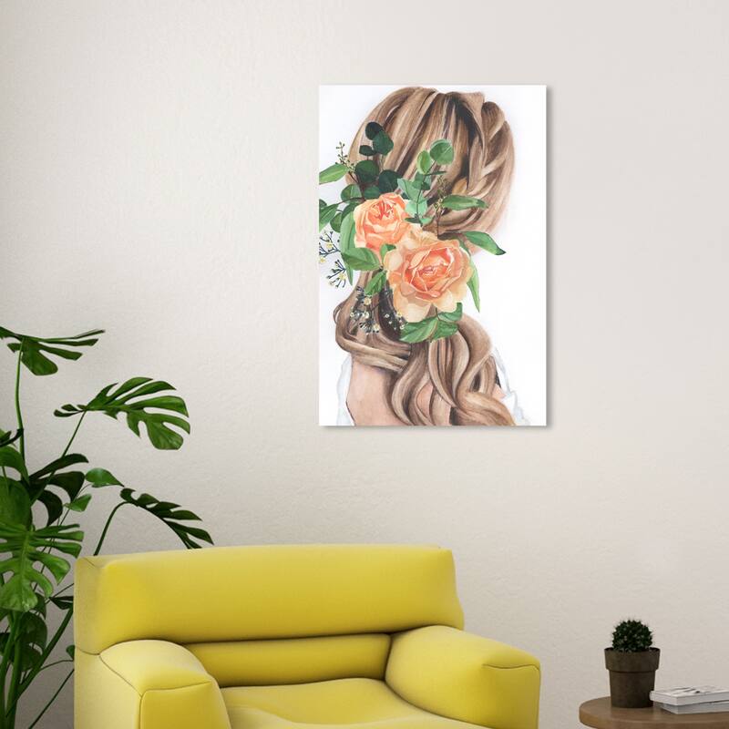 Wynwood Studio Fashion and Glam Her braids Orange and Pastel Orange Traditional Wall Art Canvas Print - 30 x 20