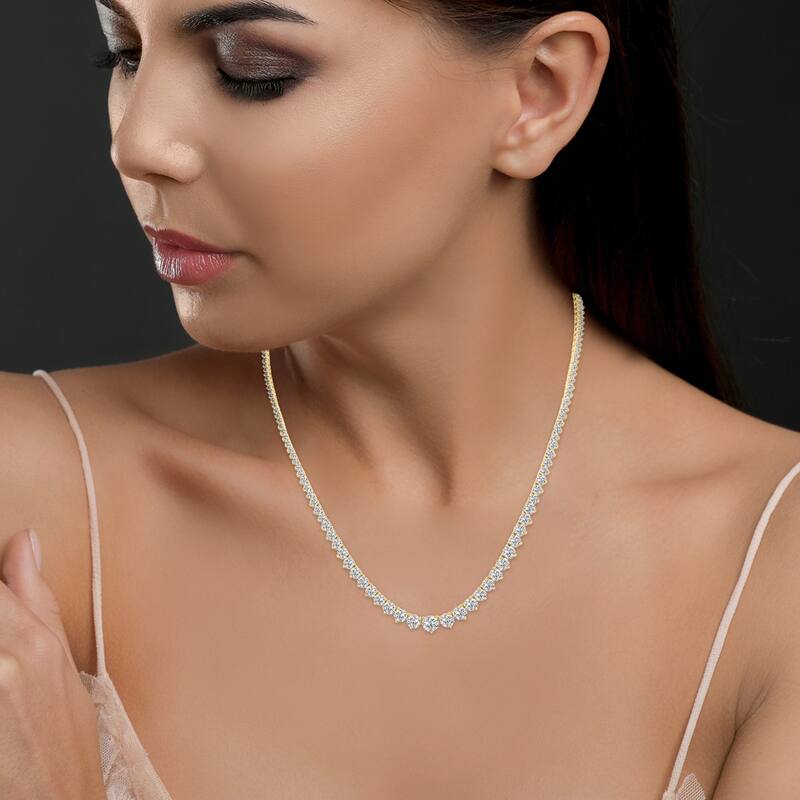 Marquee 10 Carat TW Graduated Lab Grown Diamond Tennis Necklace in 14K Yellow Gold