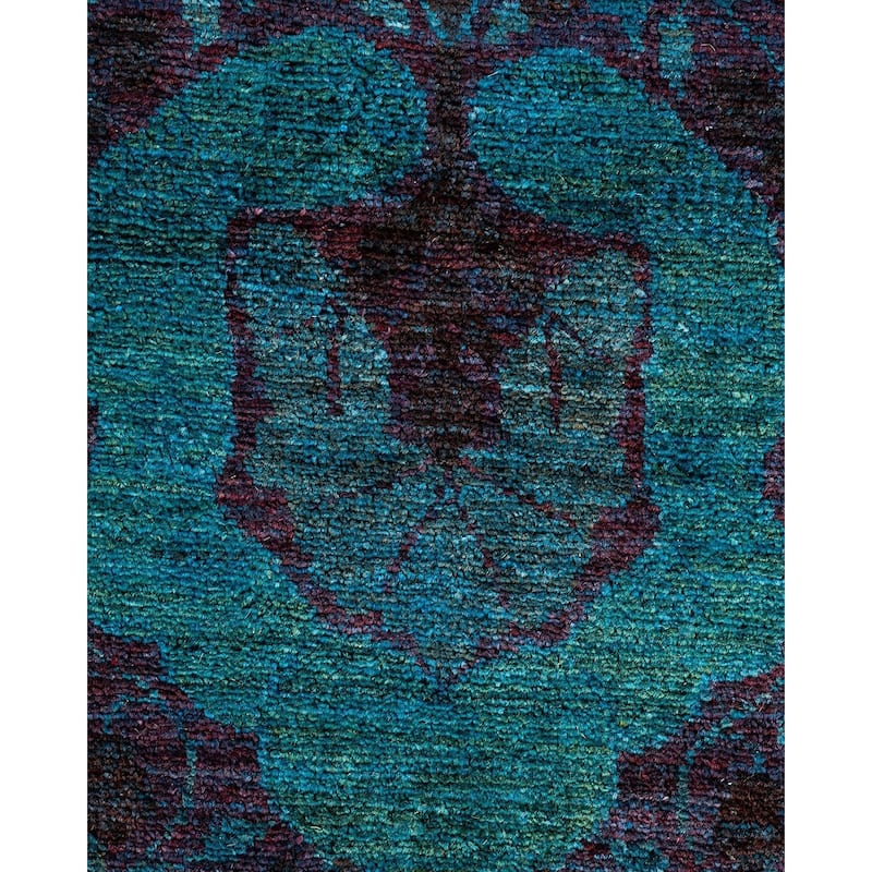 Overton Hand Knotted Wool Vintage Inspired Modern Contemporary Overdyed Blue Area Rug - 2' 8" x 9' 10"