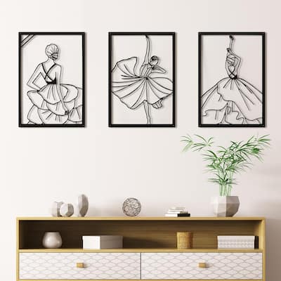 Art3d Black Metal Framed Wall Art Set-3 Pieces 17"x12"