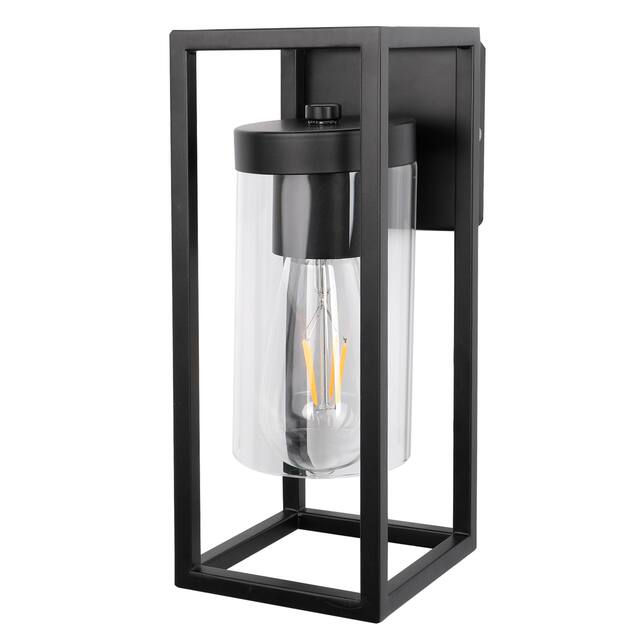 1-Light Modern Metal Glass Wall Sconce Wall Mount Light Fixture Black - 4.3 x 4.7x 10.6 inch