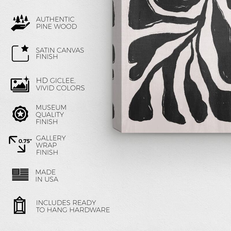 Wynwood Studio Canvas Floral and Botanical Sunshine Floral Noir Black and Light Gray Bohemian & Eclectic Wall Art Canvas Print