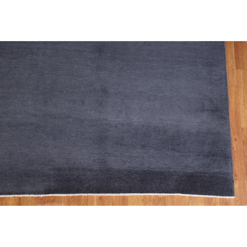 Hand Knotted Oriental 100% Wool Carpet Modern Solid Navy Blue & Blues Gabbeh Area Rug - 13' 1'' X 10' 5''