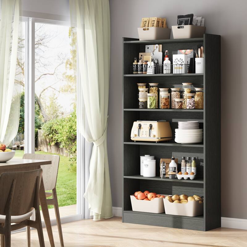 Modern 6 Tier Tall Bookcase with Storage Shelves