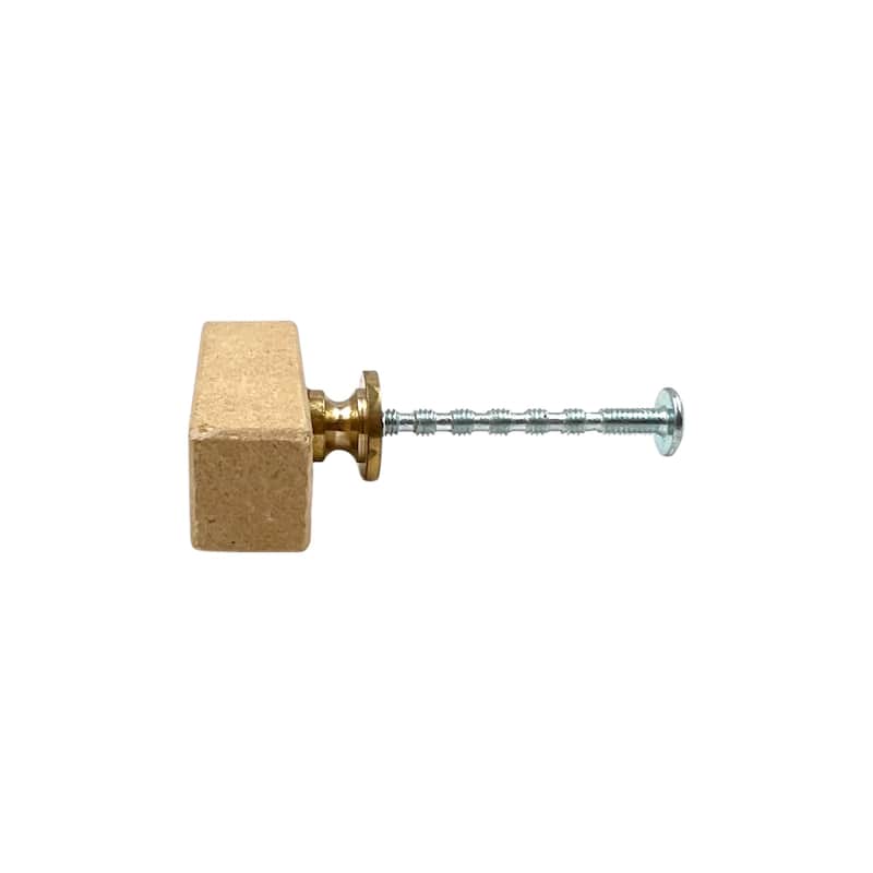 HomeRoots Set of Six Brown Rectangle Knob Stone Drawer Pull Knobs - 5.10 in. x 5.10 in. x 2.60 in.