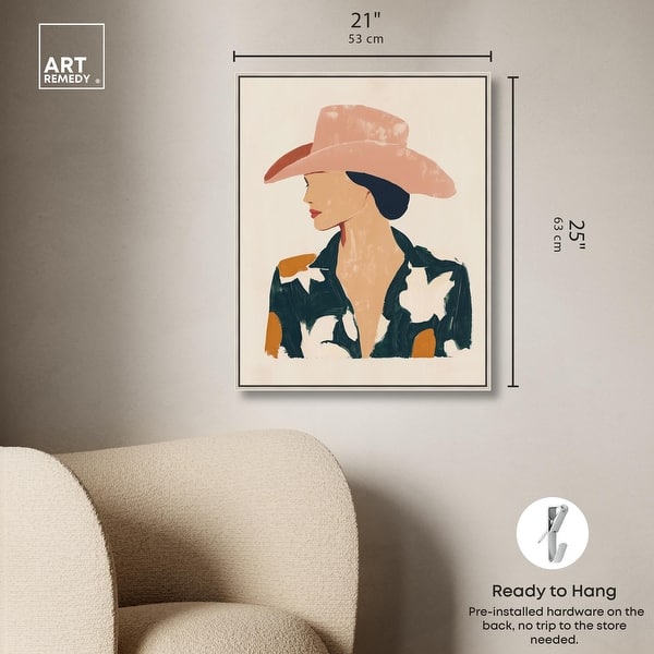 dimension image slide 8 of 20, Woman in the Pink Hat Canvas by Art Remedy