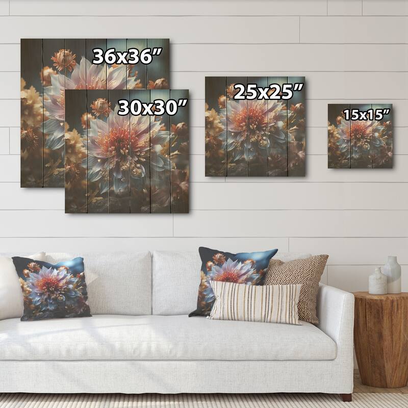 Designart "Crystal Cornflowers Harmony" Cornflowers Wood Wall Decor - Traditional Blue Wood Panel On Natural Pine Wood