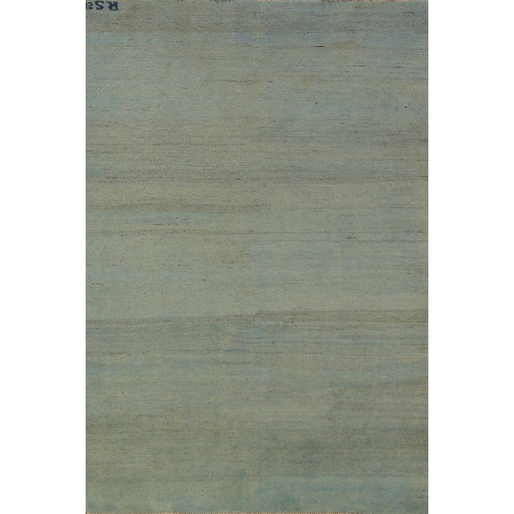 Green & Blue Modern Gabbeh Oriental Area Rug Handmade Wool Carpet - 3'9" x 5'11"