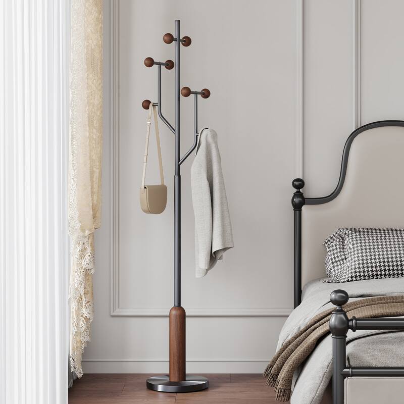 Stainless Steel Freestanding Coat Rack, Heavy Duty Metal Coat Tree - 70.9"H x 16.9"W(top) x 12.6"Dia(base)