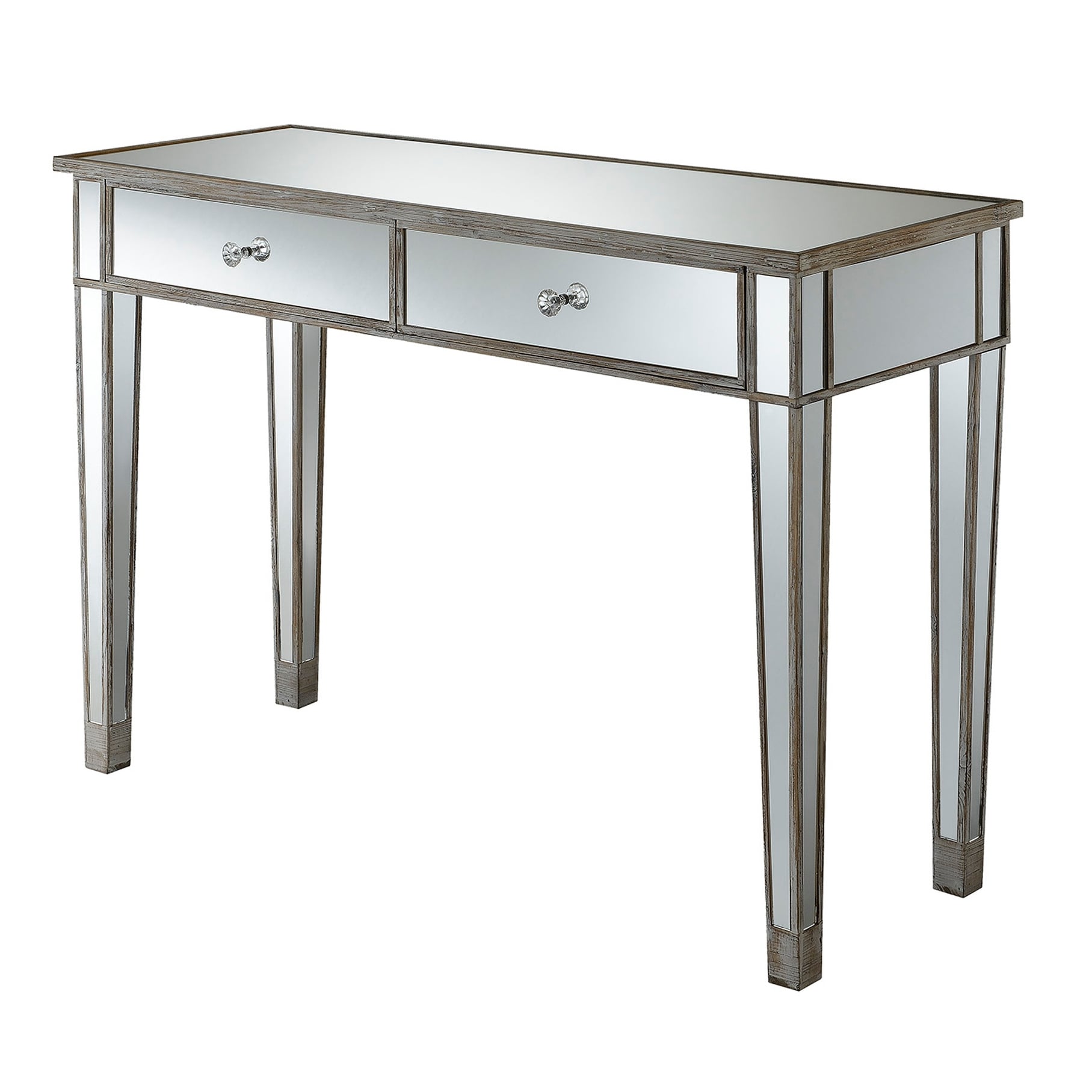 Convenience Concepts Gold Coast Mirrored 2 Drawer Desk Console