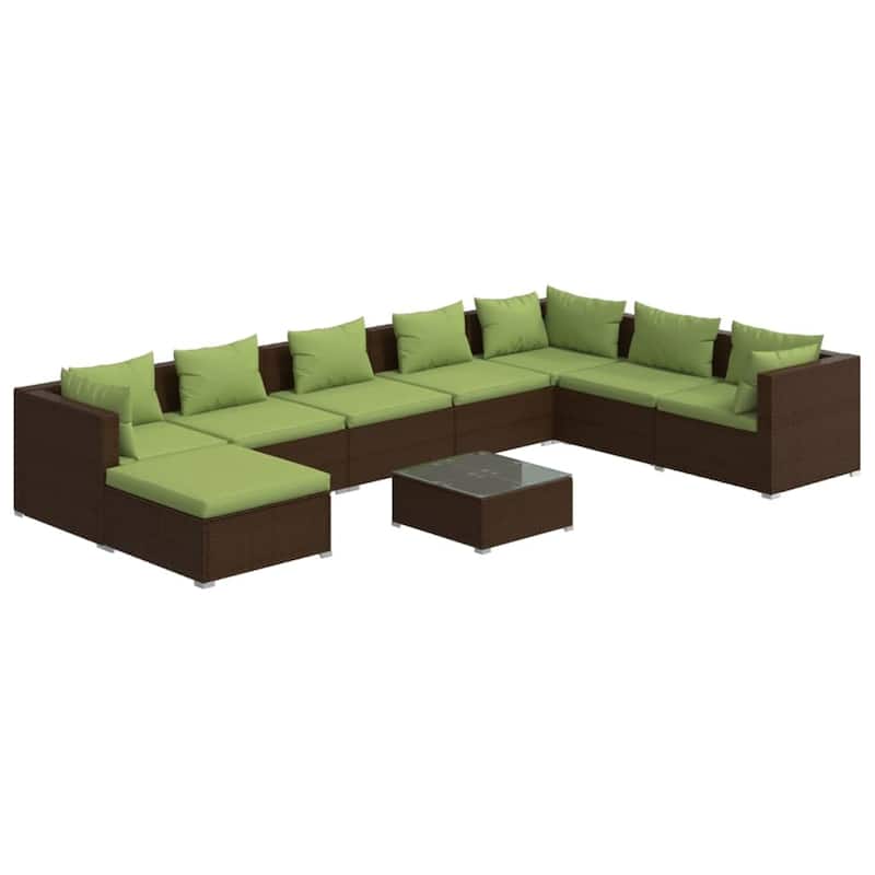 vidaXL Patio Lounge Set Outdoor Sectional Sofa Set Table Garden Poly Rattan - 27.6" x 27.6" x 23.8"