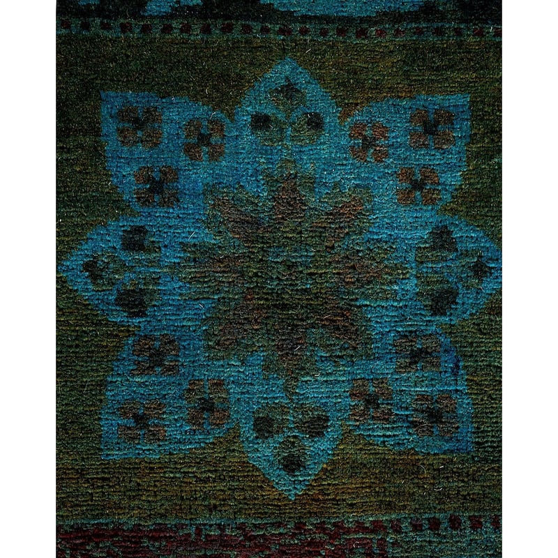 Overton Hand Knotted Wool Vintage Inspired Modern Contemporary Overdyed Multi Area Rug - 5' 3" x 9' 10"