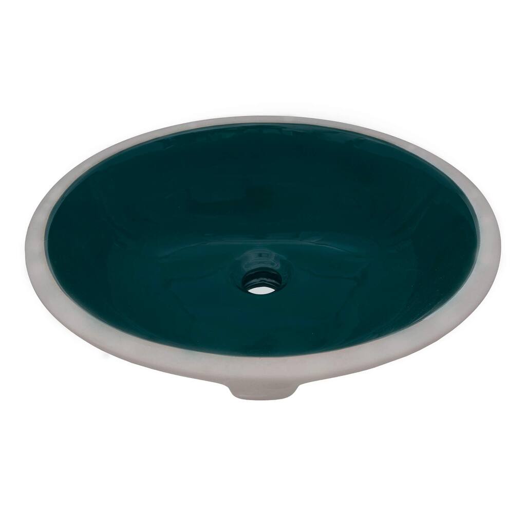 Ruvati 16 x 13 inch Undermount Bathroom Sink Emerald Green Oval Porcelain Ceramic - RVB0618EG