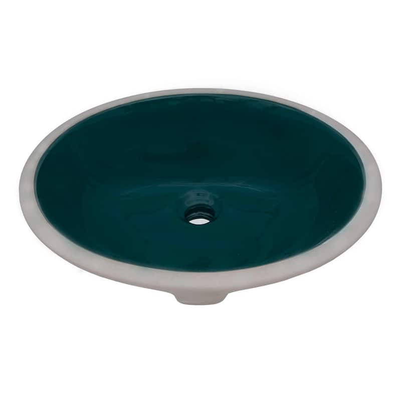 Ruvati 16 x 13 inch Undermount Bathroom Sink Emerald Green Oval Porcelain Ceramic - RVB0618EG
