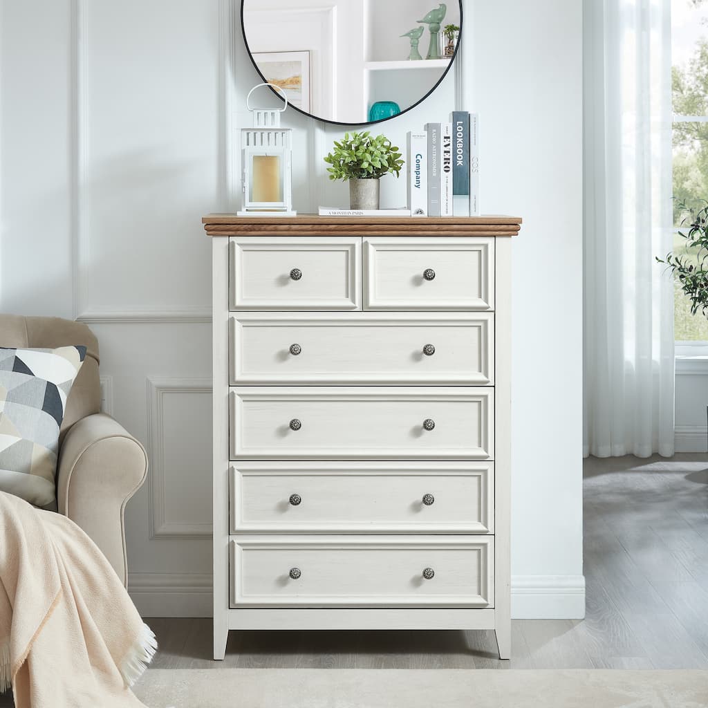 File Cabinet Sideboard Beige Cupboard Chest of Drawers with 6 Drawers