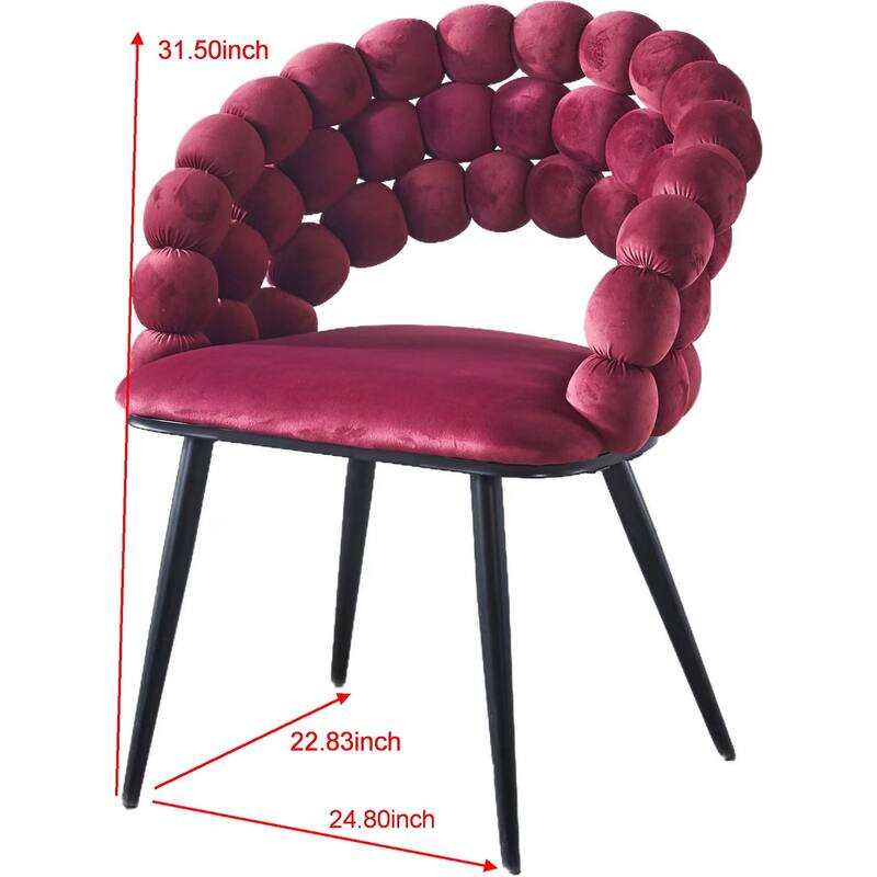 Fabric Modern Chairs (Set of 2) with Golden Iron Tube Legs, Soft Cushions, and Comfortable Backrest
