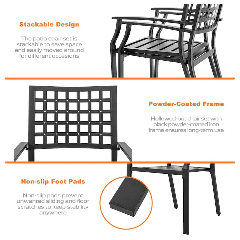 5-Piece Patio Outdoor Metal Dining Set with Umbrella Hole