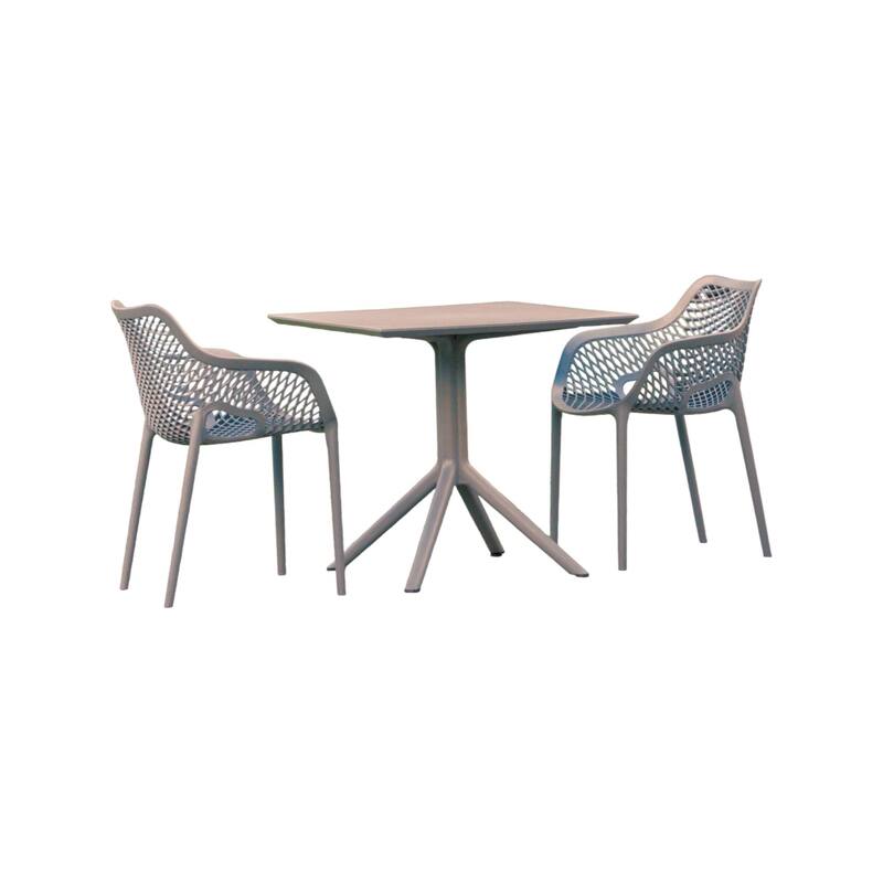 3-Piece Dark Gray Solid Patio XL Dining Set with Chairs 32.25"