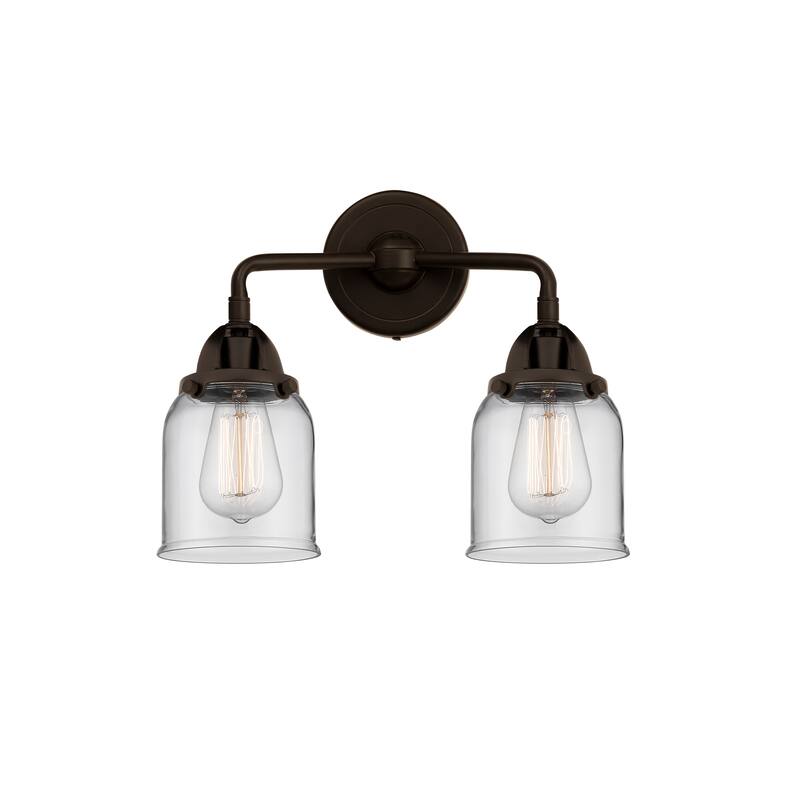 Innovations Lighting Nouveau 2 Bell - 2 Light 13" Bath Vanity Light - Clear/Oil Rubbed Bronze
