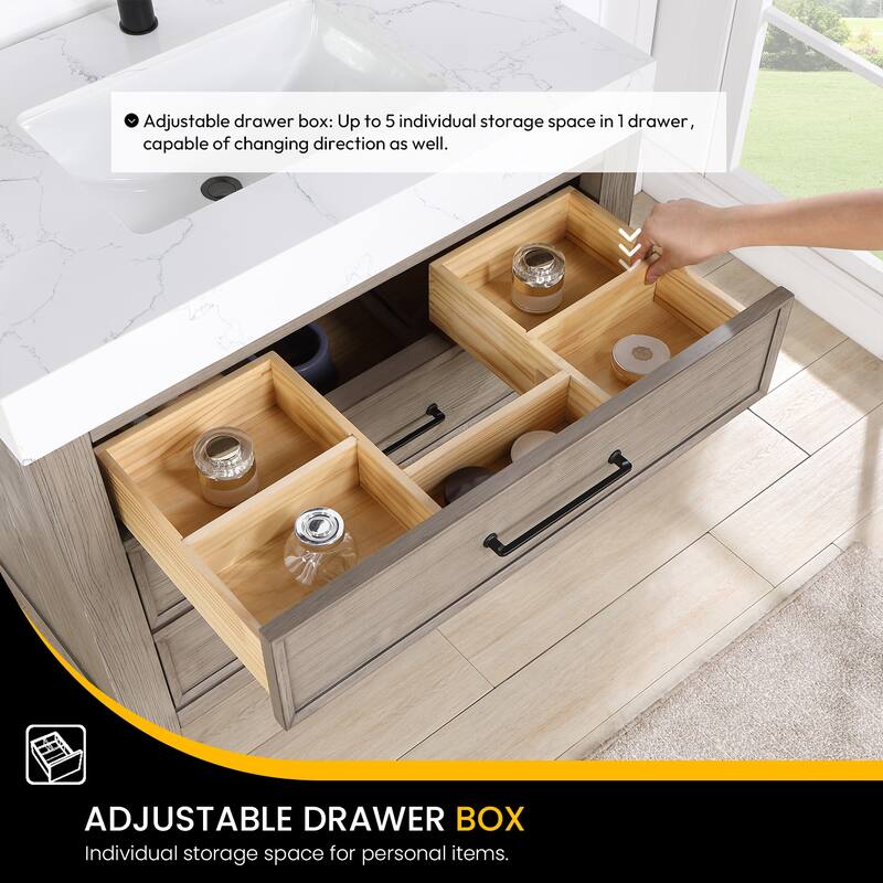 Leon 36 in. Single Bathroom Vanity with Composite Stone Top