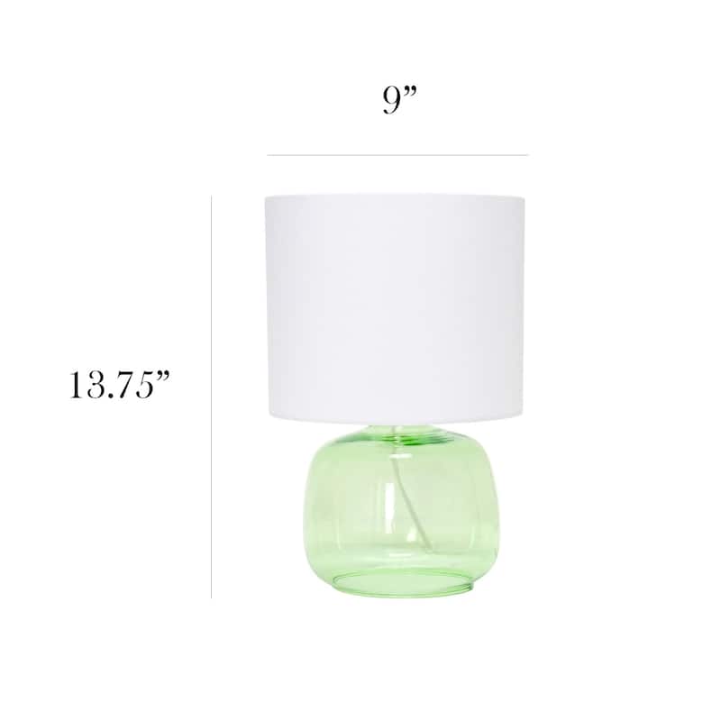 Glass Jar Table Lamp with Drum Shade - 13.75" - Green and White