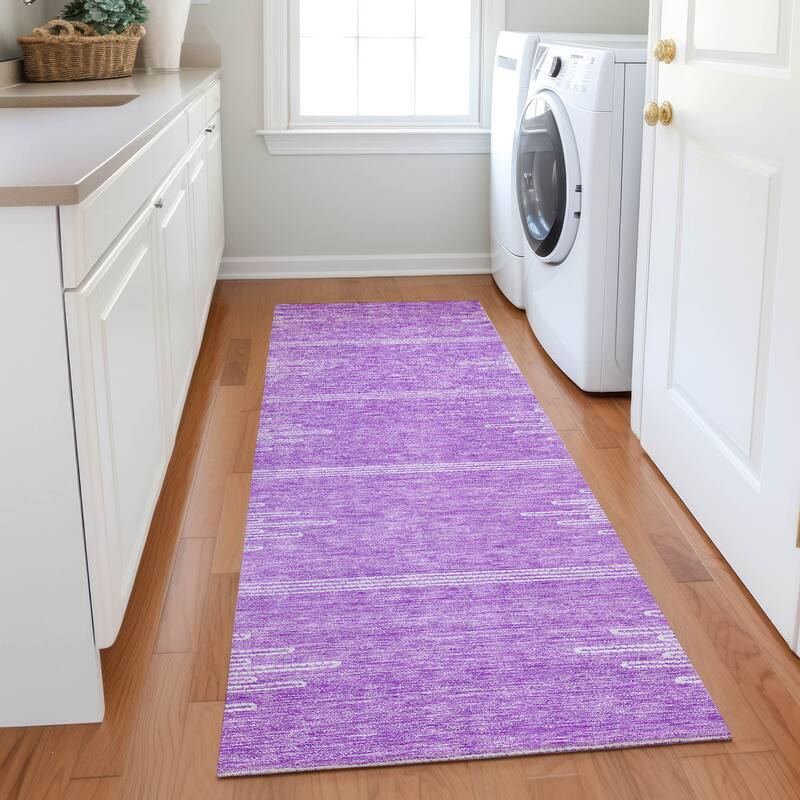 Machine Washable Indoor/ Outdoor Boho Moroccan Rug - Lavender - 2'3" x 7'6"