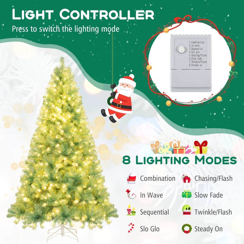 Costway 6.5 FT/7.5 FT Artificial Xmas Tree with 250/550 White LED - See Details