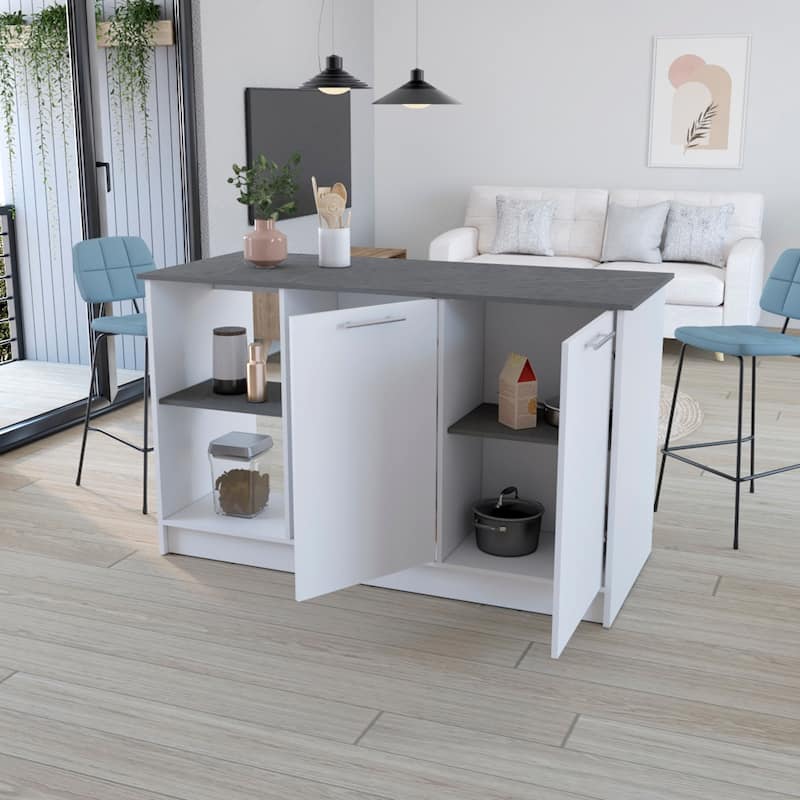 Kitchen Island for Dining Room,Two open storage shelves, Kitchen