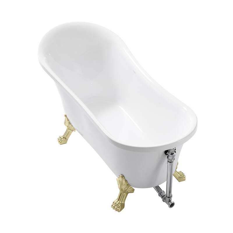Caché Single Slipper, Clawfoot Soaking Acrylic Bathtub