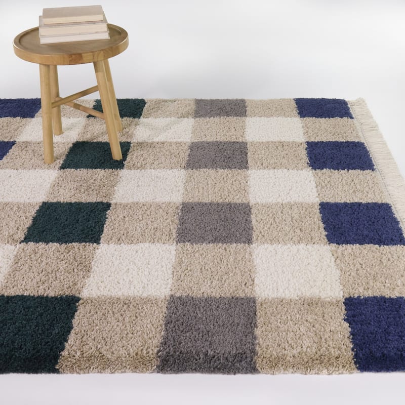 Bonnie Modern Plaid Area Rug - Blue/Green - 5'3" x 7'