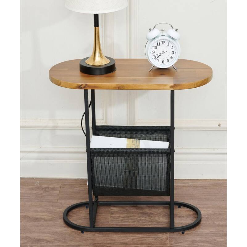 Oval Small Space Nightstand/End Table/Side Tables with Magazines Organizer Storage Space (Set of 2)
