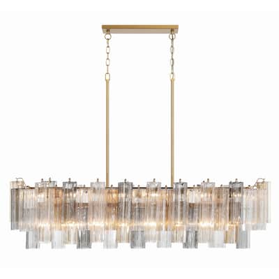 Addis 14 Light Aged Brass Chandelier - 51.75"W x 14.25"H x 14"D