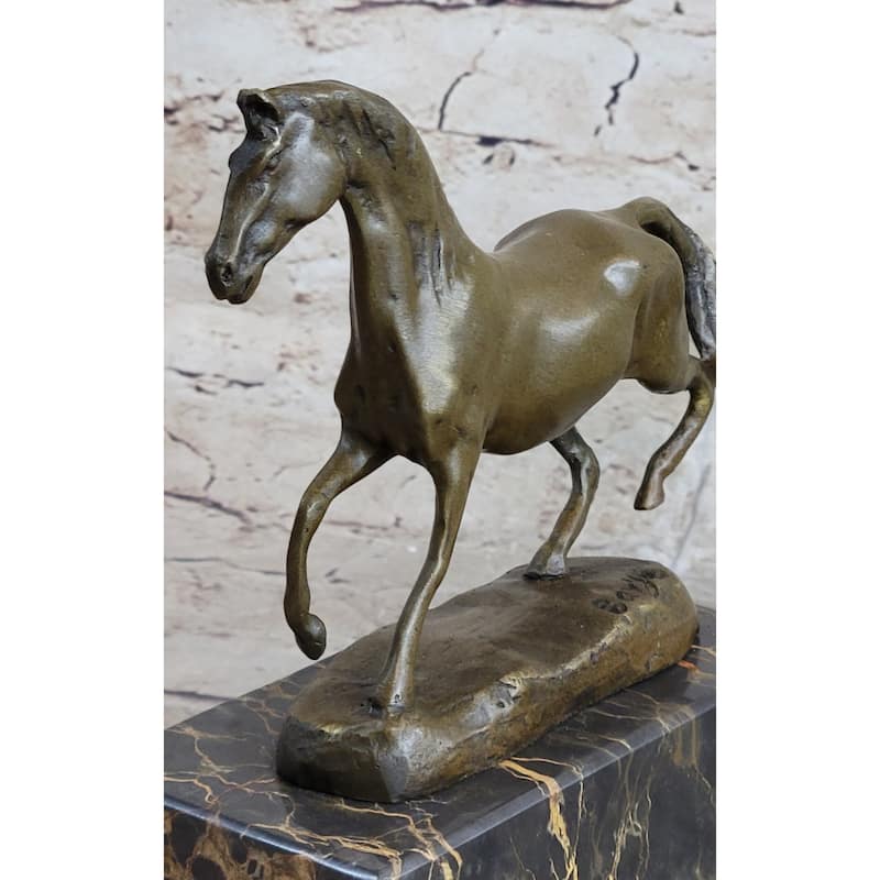 Hot Cast Bronze Galloping Imitative Horse Miniature Bronze Sculpture Statue Figure On Marble Base