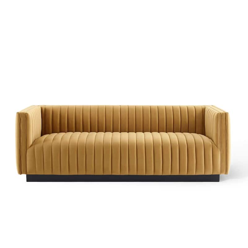 Silver Orchid Rosar Channel Tufted Velvet Sofa