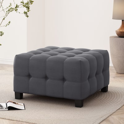 Harlar Faux Leather Tufted Ottoman by Christopher Knight Home