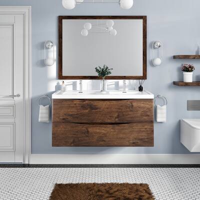 Eviva Smile 48"W Rosewood DS Bath Vanity with WH Acrylic Top - 48"