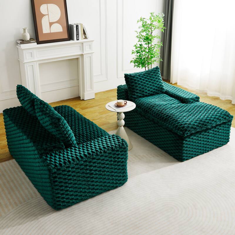 L-Shaped Sleeper Sectional Sofa Convertible Straight Sofa, Loveseat and Chaise Lounge Set for Living Room