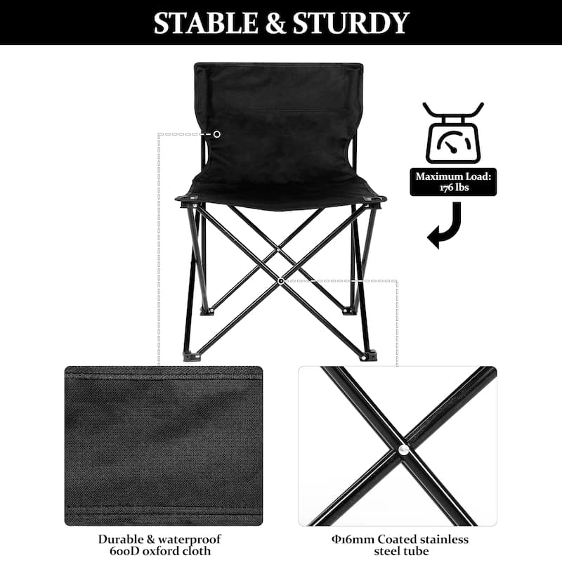 Portable Folding Camping Chair with Carry Bag for Adults, Collapsible