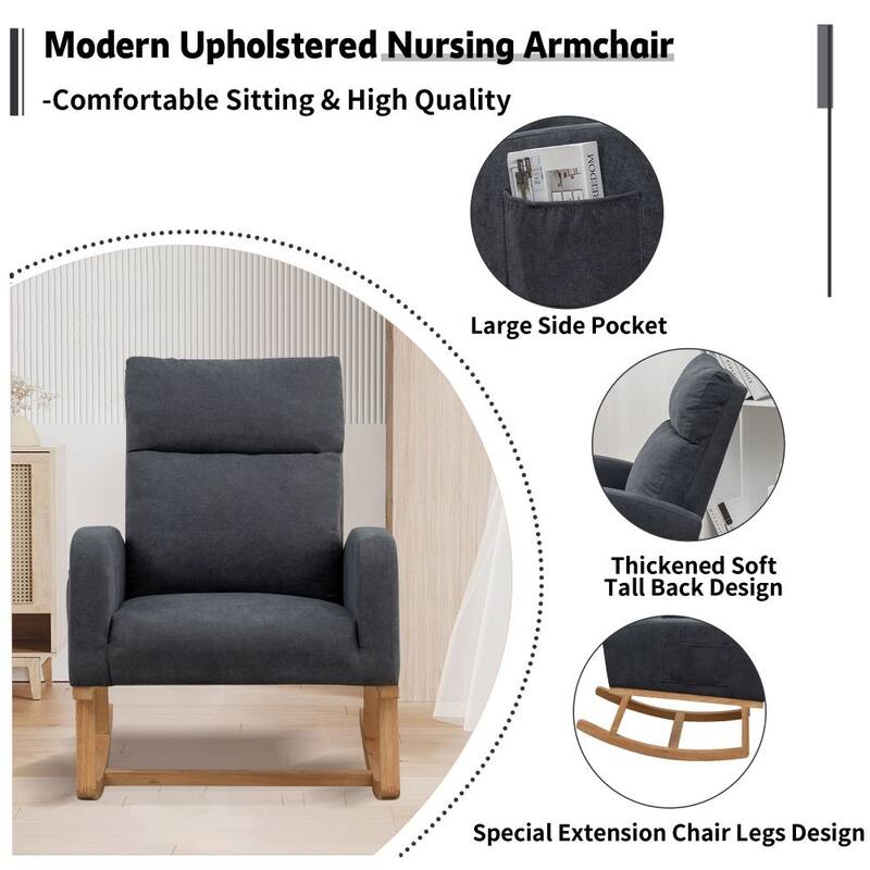 HOMYKA 28" Wide Rocking Chair for Nursery with Solid Wood Leg